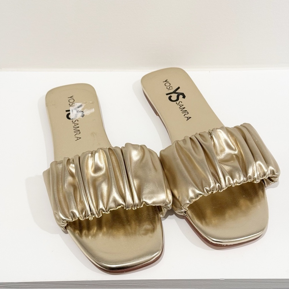 Yosi Samra Naomi Ruched Sandal - Gold size 7